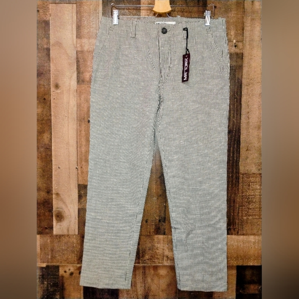 NWT MR. TURK Striped Men's Trouser Pants Size 34 Gray White